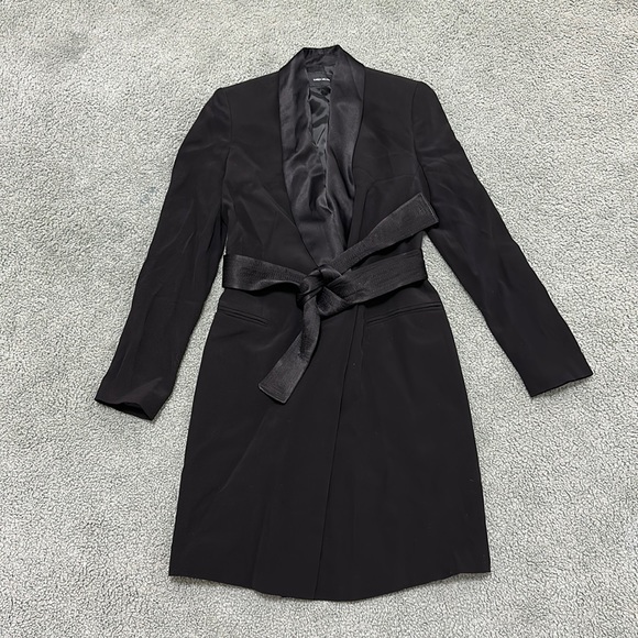 KAREN MILLEN Black Belted Jacket trench blazer